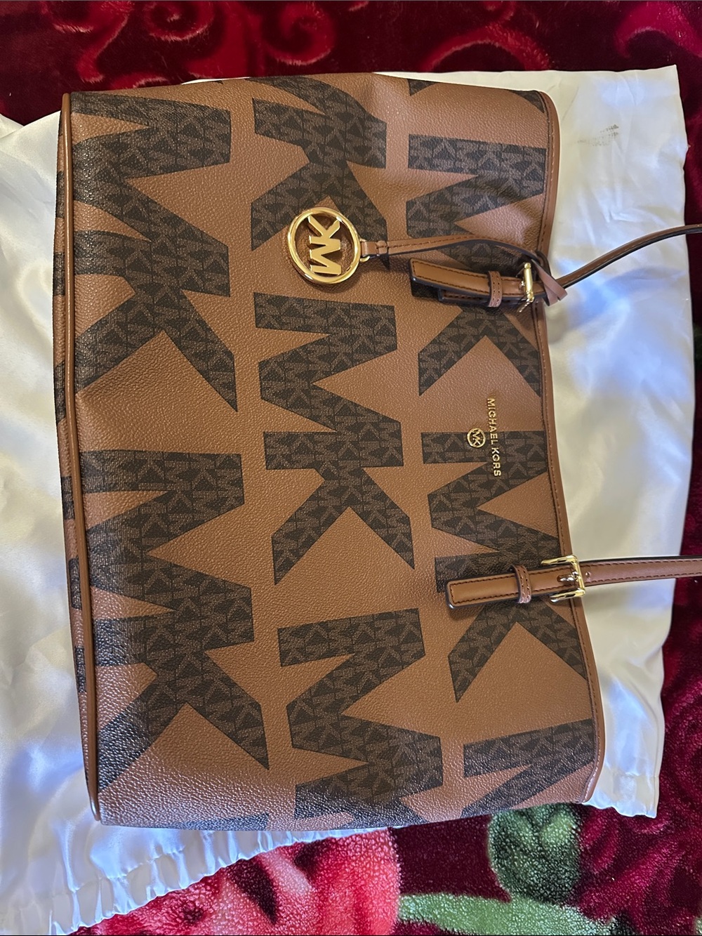 New Michael Kors Brown/Tan Logo-Monogram Tote